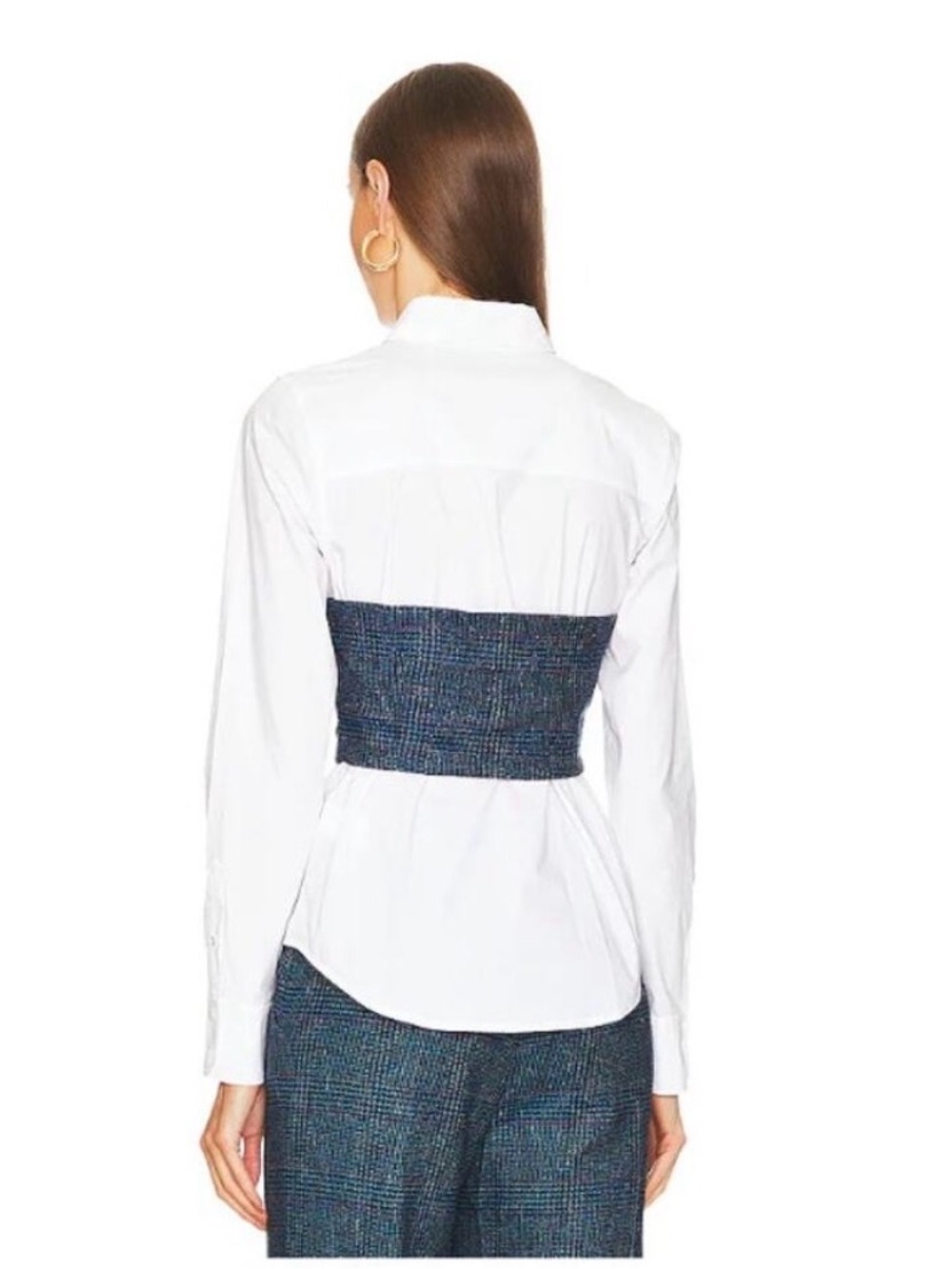 NWOT Veronica Beard Callen White Button-Down Shirt Tweed Bustier- size 6 - Picture 3 of 9